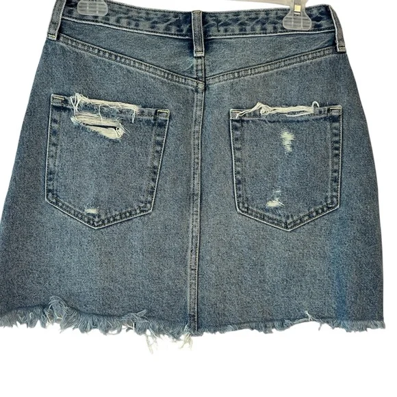 Abercrombie & Fitch Distressed Blue Denim Full Zip Mini Skirt Preppy Edgy Y2K - Picture 4 of 8